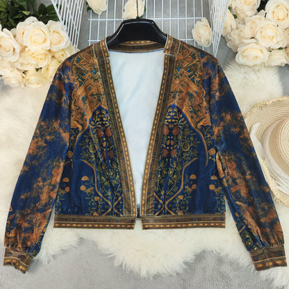 Women’s Retro Bohemian Print Cardigan – Long Sleeve Loose Coat