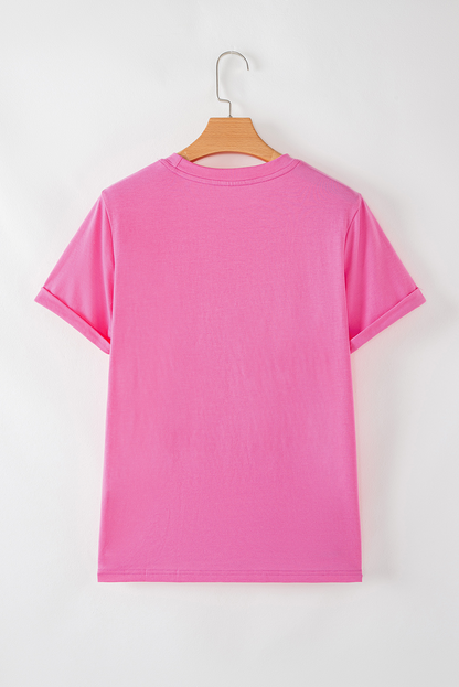 Rose Red Lets Rodeo Crew Neck Graphic Tee