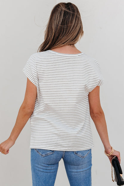 Threaded Pear Tilly Stripe Cap Sleeve Crew Neck top