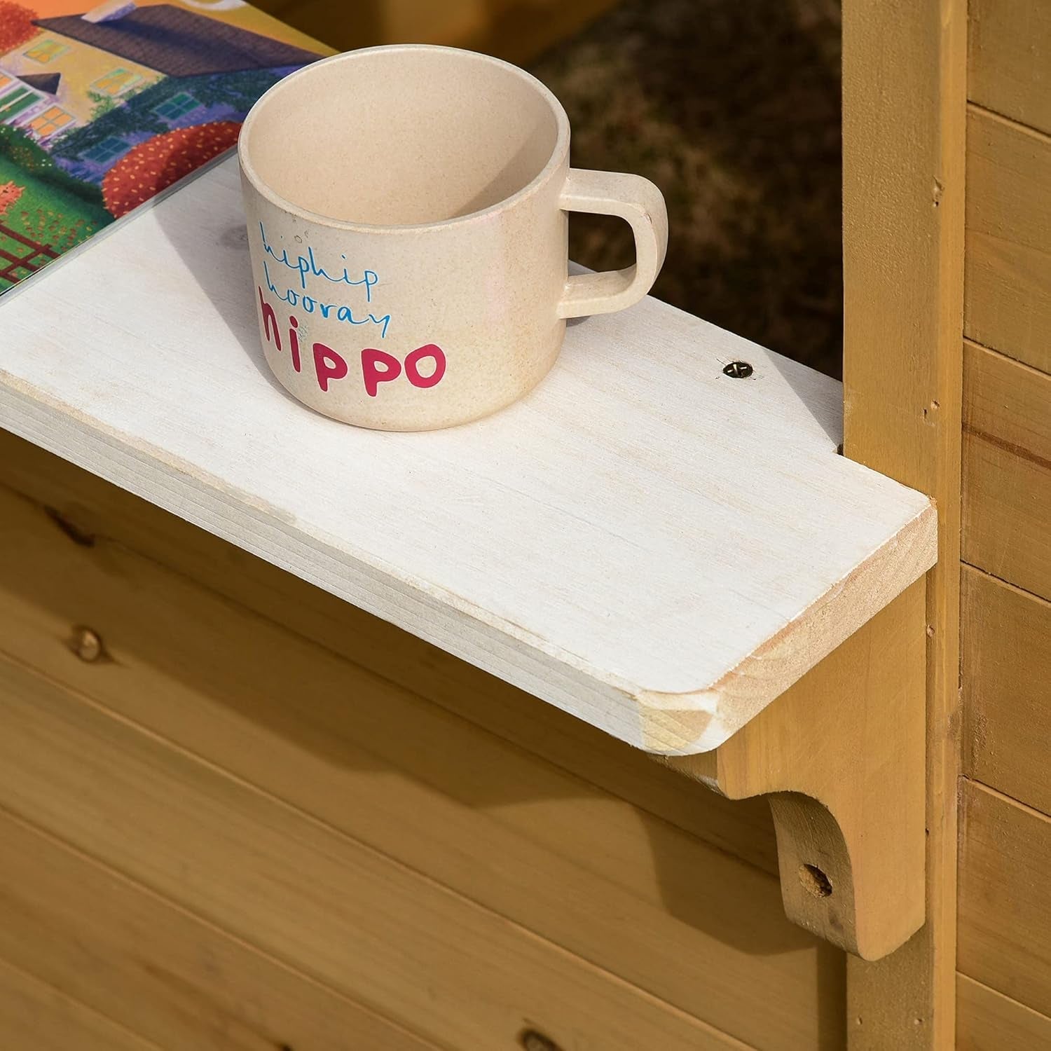 Outdoor Playhouse for Kids Wooden Cottage with Working Doors Windows & Mailbox, Pretend Play House for Age 3-6 Years