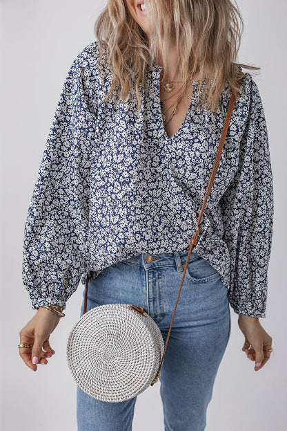 Threaded Pear Amelie Notched Puff Sleeve Blouse