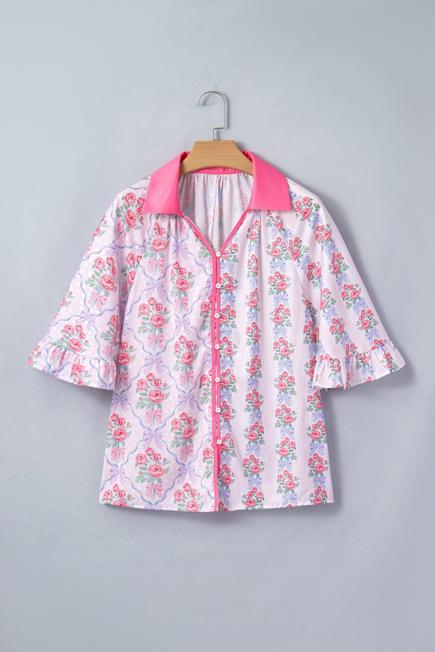 Threaded Pear Araceli Ruffled Half Sleeve Shirt