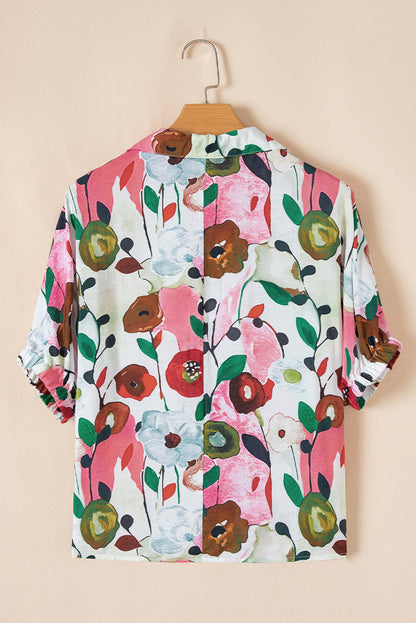 Threaded Pear Adele Floral Slit V Neck Blouse