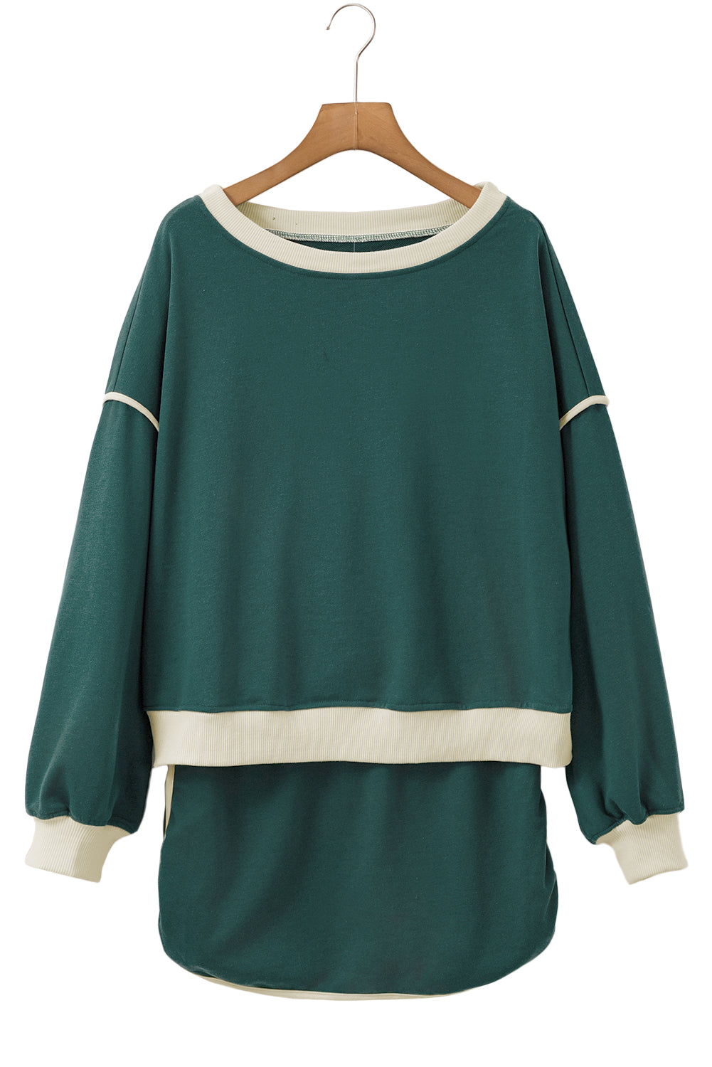 Violeta Loose Pullover and Lace-up Waist Skort Set - Threaded Pear