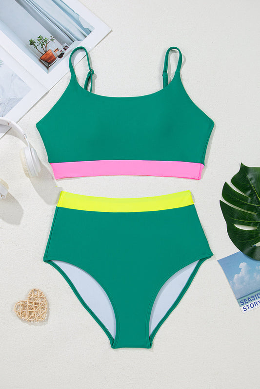 Threaded Pear Cora Patchwork High Waisted Bikini