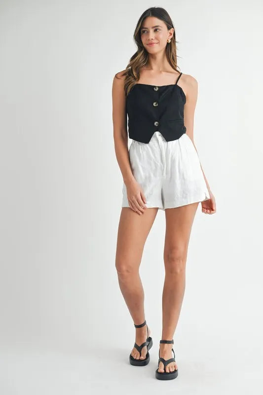 MABLE Linen Mix Button Down Tank Top