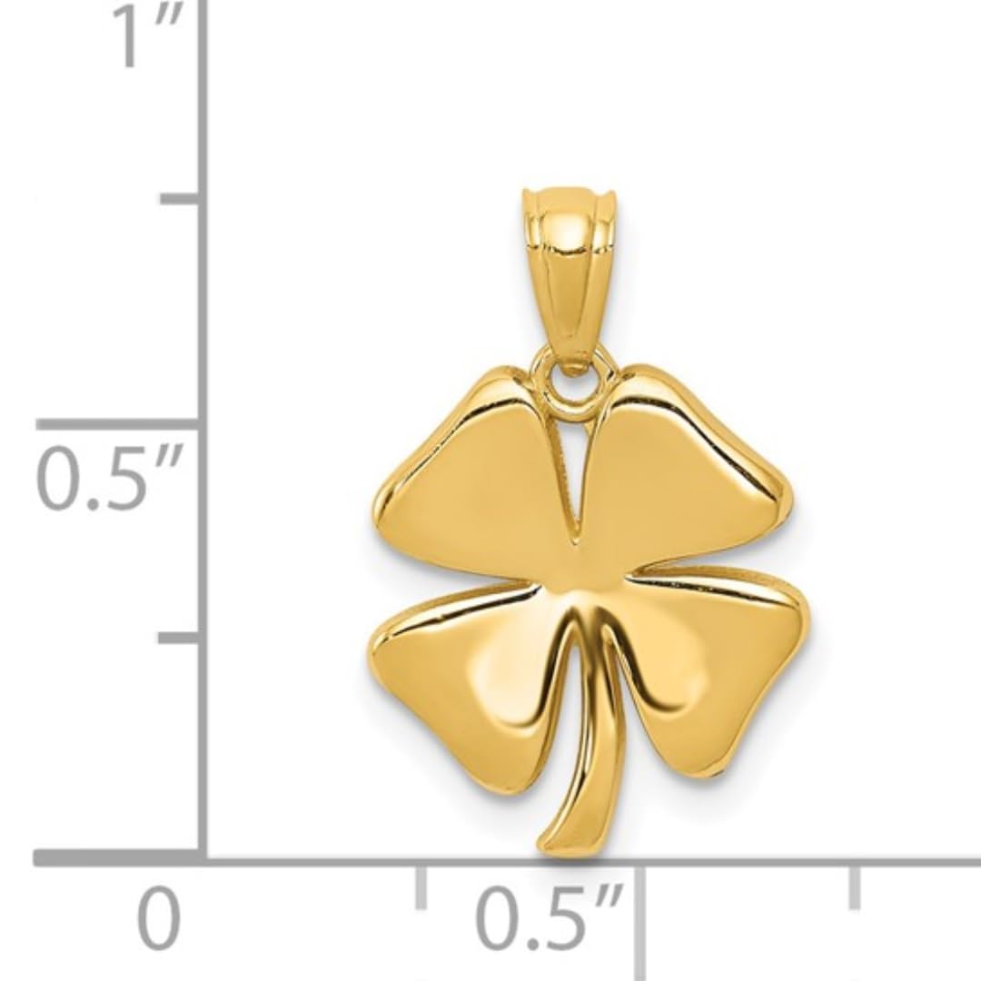 10K Yellow Gold Four Leaf Clover Charm Luck Pendant