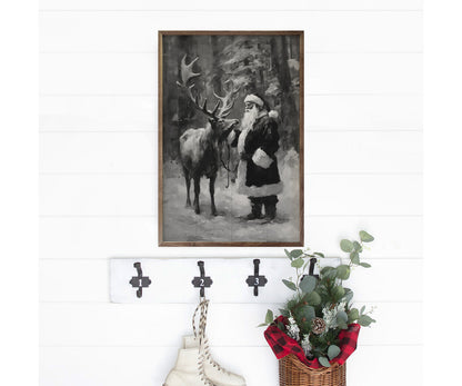 Kendrick Home Santa And Reindeer BW