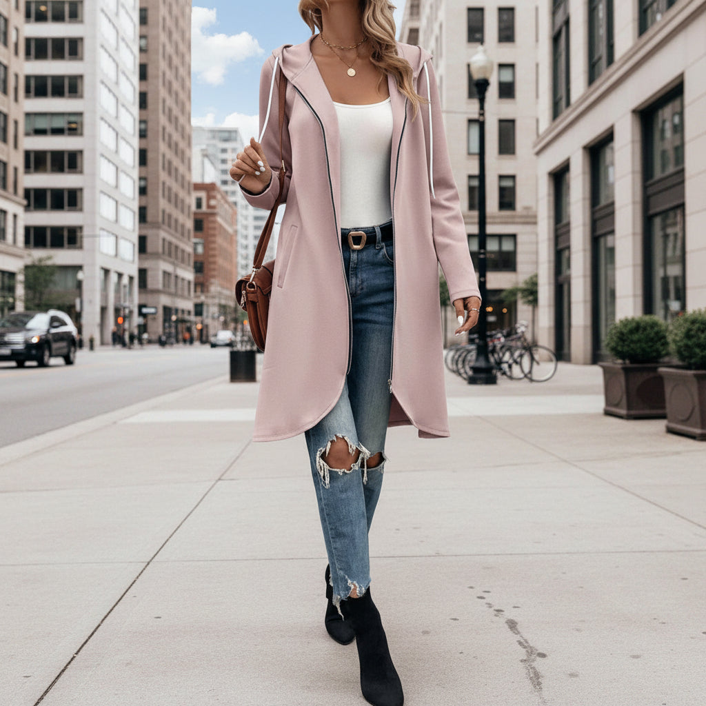 Street Zip Hooded Velvet-Lined Sweatshirt Women | Cozy Streetwear