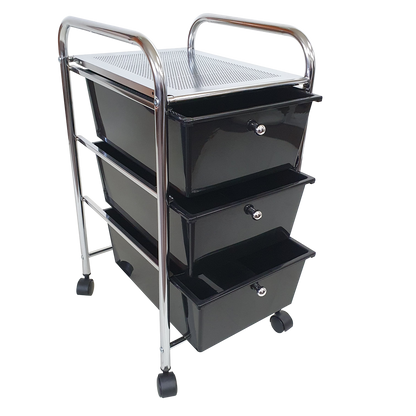 Rolling Storage Cart and Organizer with Plastic Drawers
