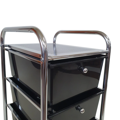 Rolling Storage Cart and Organizer with Plastic Drawers