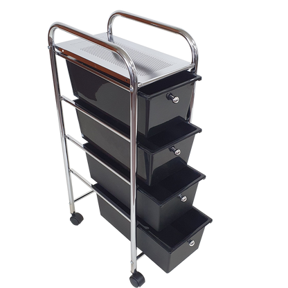 Rolling Storage Cart and Organizer with Plastic Drawers