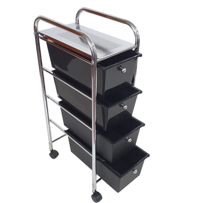 Rolling Storage Cart and Organizer with Plastic Drawers