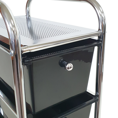 Rolling Storage Cart and Organizer with Plastic Drawers