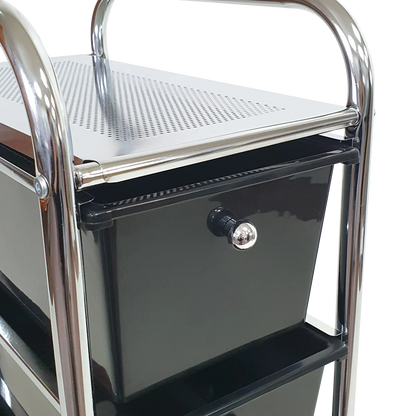 Rolling Storage Cart and Organizer with Plastic Drawers