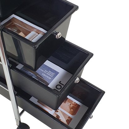 Rolling Storage Cart and Organizer with Plastic Drawers