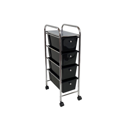 Rolling Storage Cart and Organizer with Plastic Drawers
