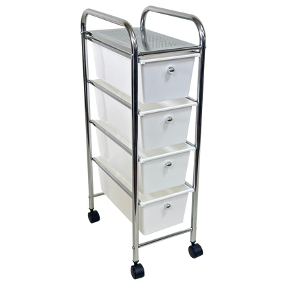 Rolling Storage Cart and Organizer with Plastic Drawers