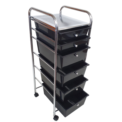 Rolling Storage Cart and Organizer with Plastic Drawers