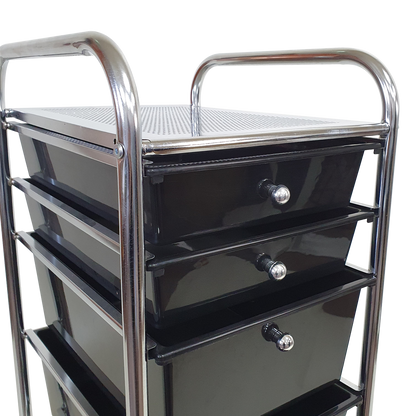Rolling Storage Cart and Organizer with Plastic Drawers