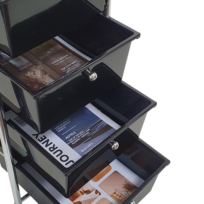 Rolling Storage Cart and Organizer with Plastic Drawers