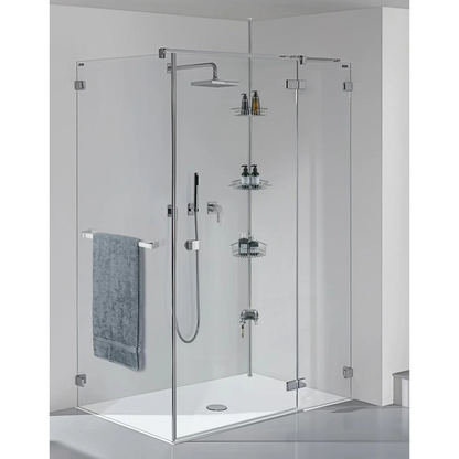 4 Tier Rustproof Shower Caddy Corner Organizer With Adjustable Shelves and Tension Pole