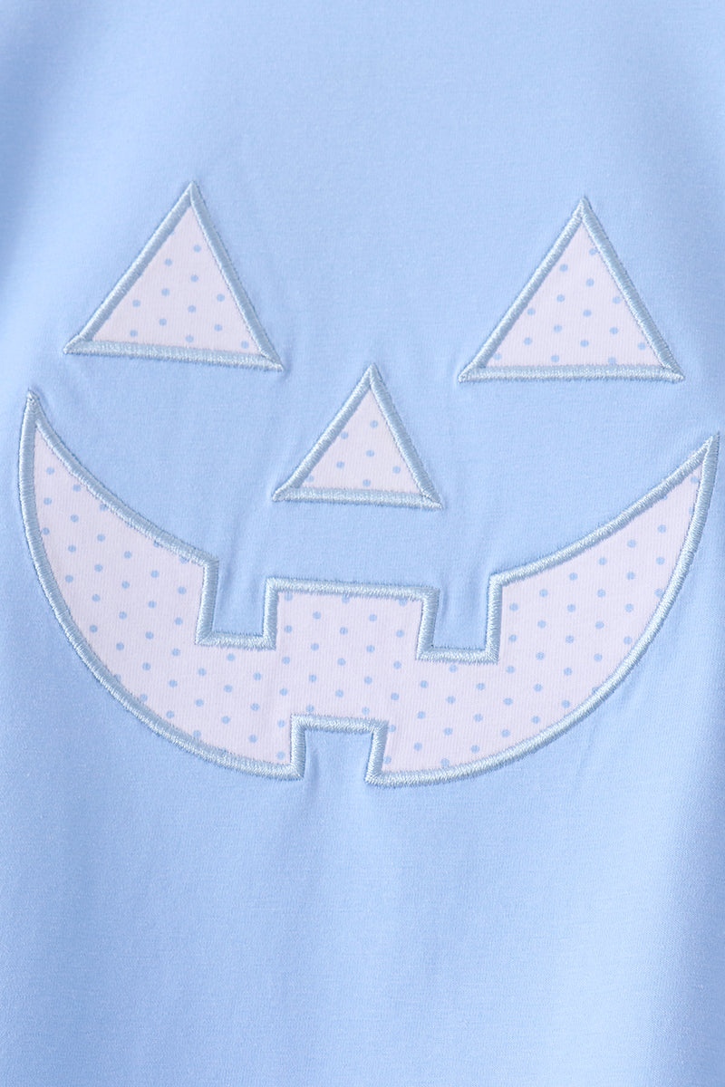 Blue Jack-O'-Lantern Appliqué Pants Set