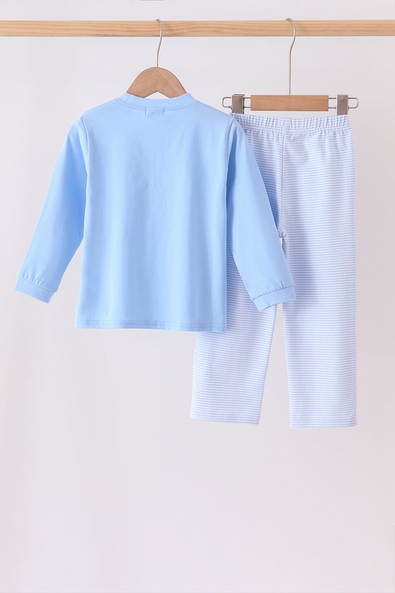 Blue Jack-O'-Lantern Appliqué Pants Set