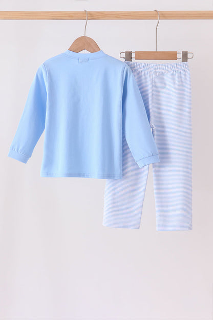 Blue Jack-O'-Lantern Appliqué Pants Set