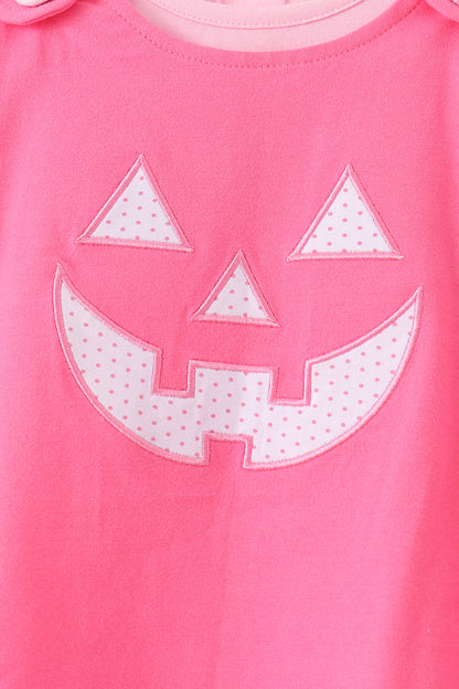 Pink Jack-O'-Lantern Appliqué 2-Piece Dress Set