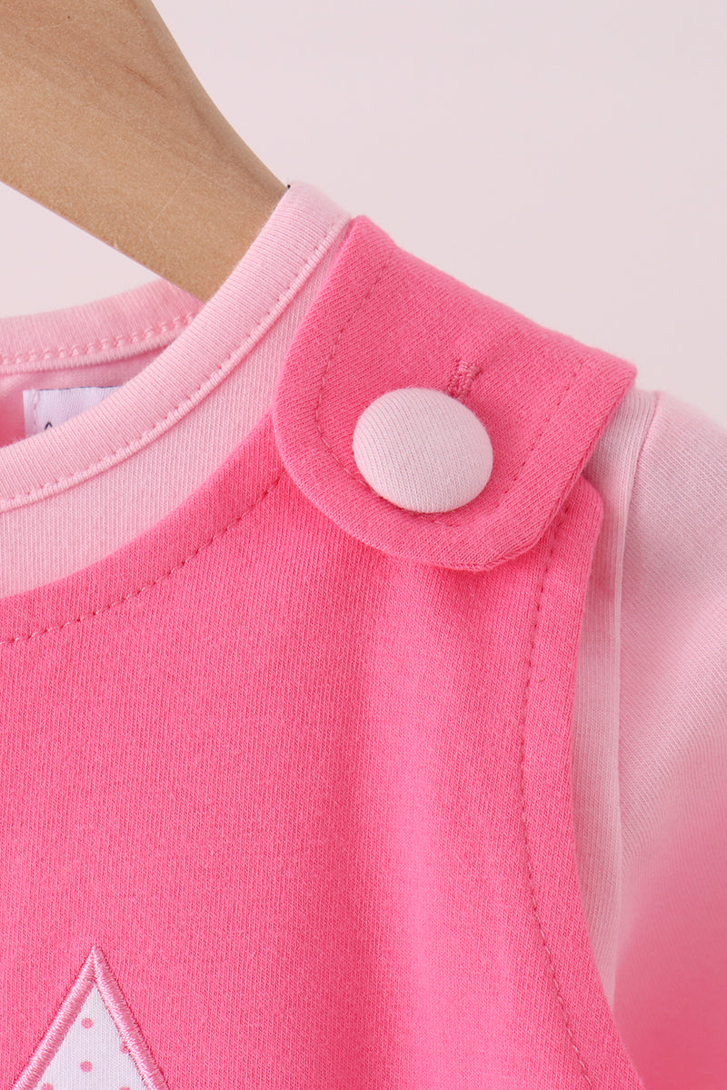 Pink Jack-O'-Lantern Appliqué 2-Piece Dress Set