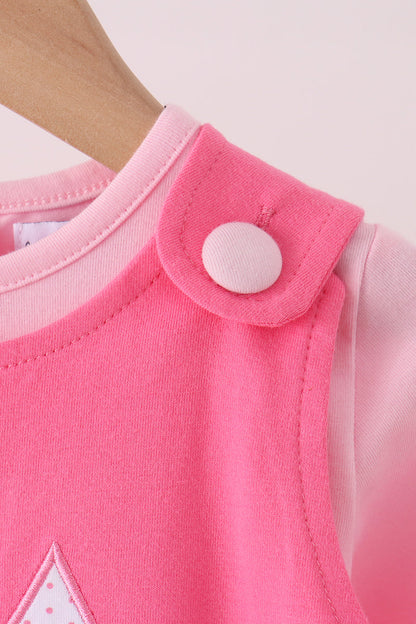 Pink Jack-O'-Lantern Appliqué 2-Piece Dress Set