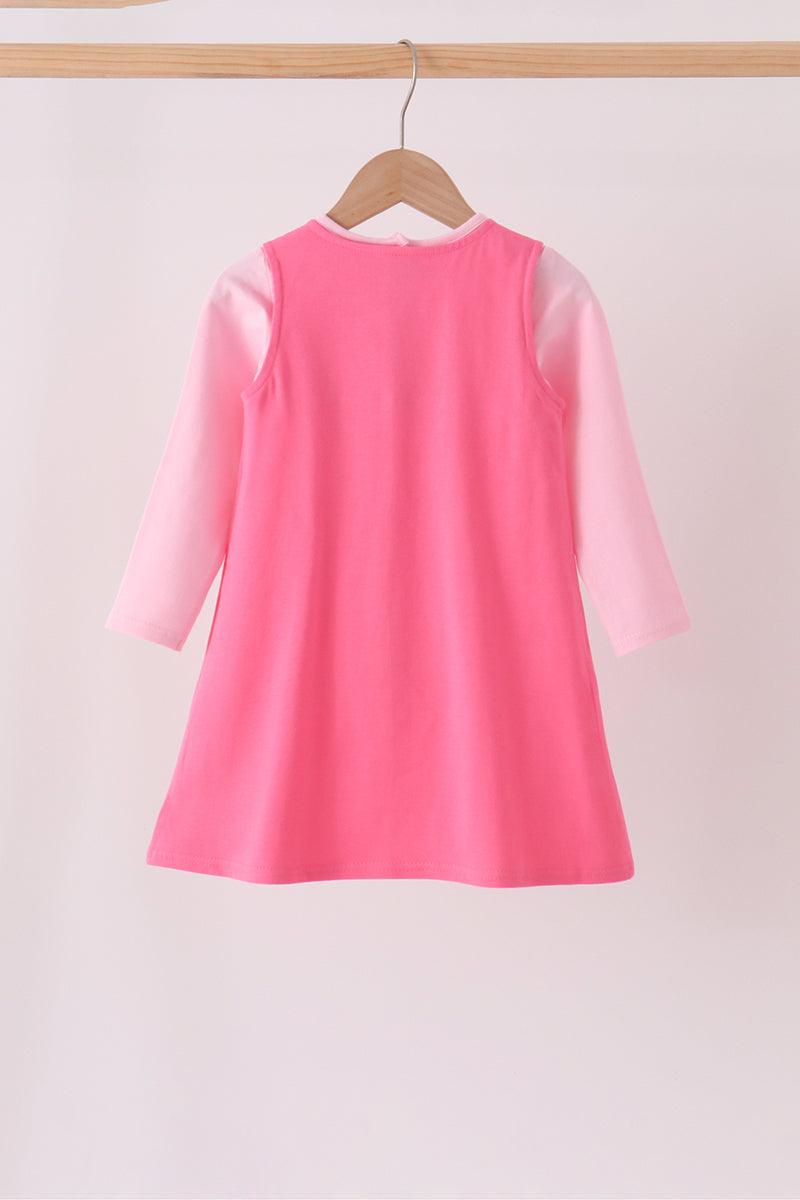 Pink Jack-O'-Lantern Appliqué 2-Piece Dress Set