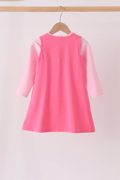 Pink Jack-O'-Lantern Appliqué 2-Piece Dress Set