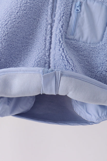 Blue Fleece Zipper Jacket