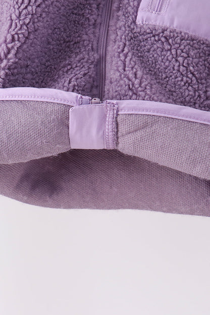 Purple Fleece Zipper Jacket