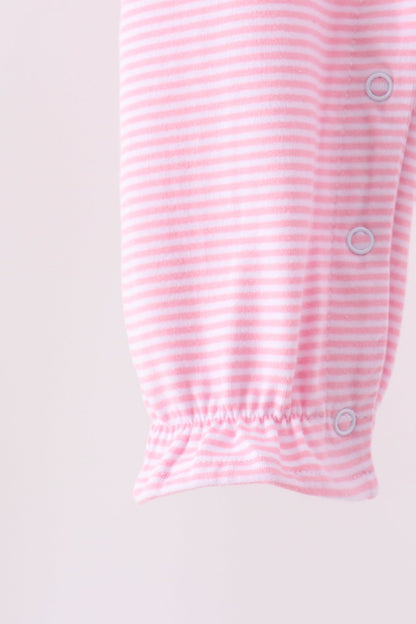 Pink Turkey Embroidery Stripe Romper