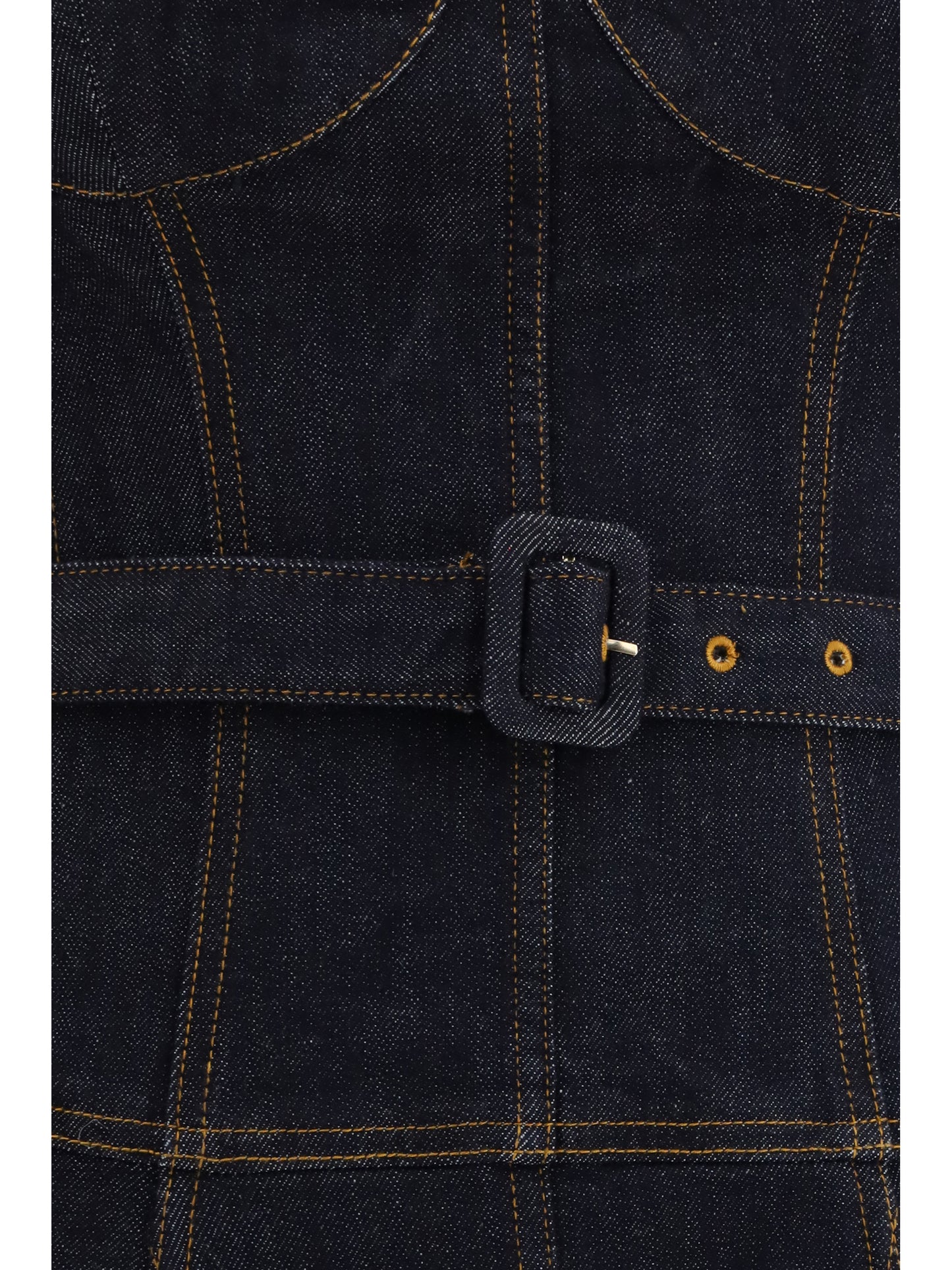 Dress Denim Flared Midi Blue