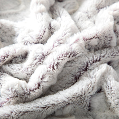 DaDa Bedding Milky White Purple Faux Fur Sherpa Throw Blanket