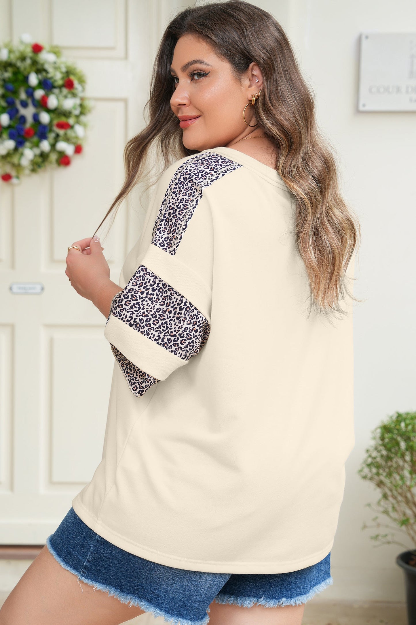 Threaded Pear Mariana Patchwork Half Sleeve PLUS Top
