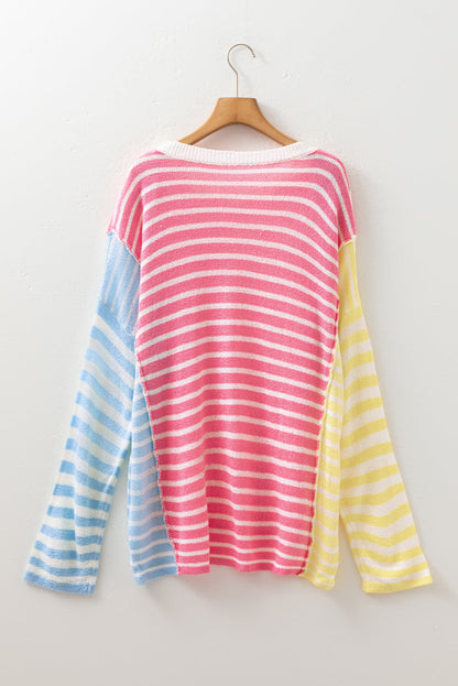 Threaded Pear Fernanda Seam Colorblock Patchwork PLUS Sweater