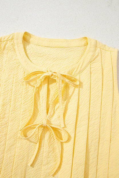 Threaded Pear Kenzie Notched Pleated Tank Top