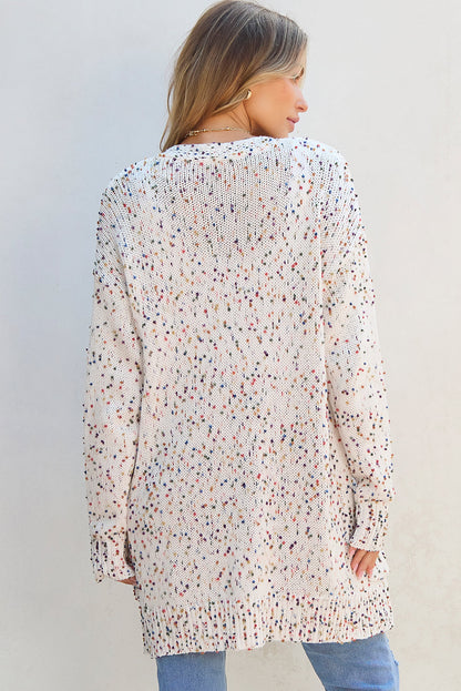 Threaded Pear Ailany Confetti Rib Knit Long Sleeve Cardigan