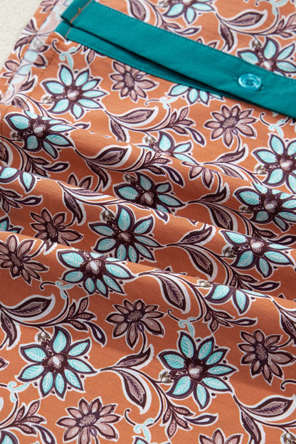 Threaded Pear Alia Floral Contrast Collared Shirt