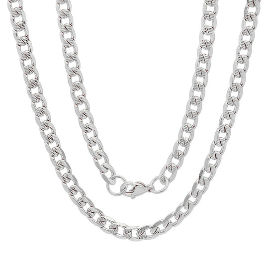 Diamond-Cut Curb Chain Necklace
