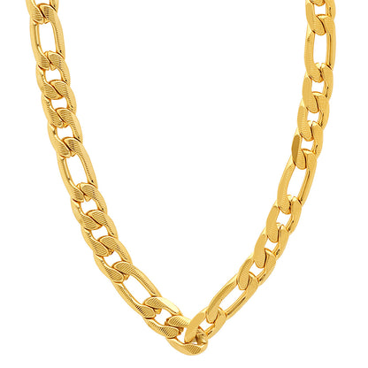 18K Gold Plated Stainless Steel Accented 10mm Figaro Chain Link Necklace
