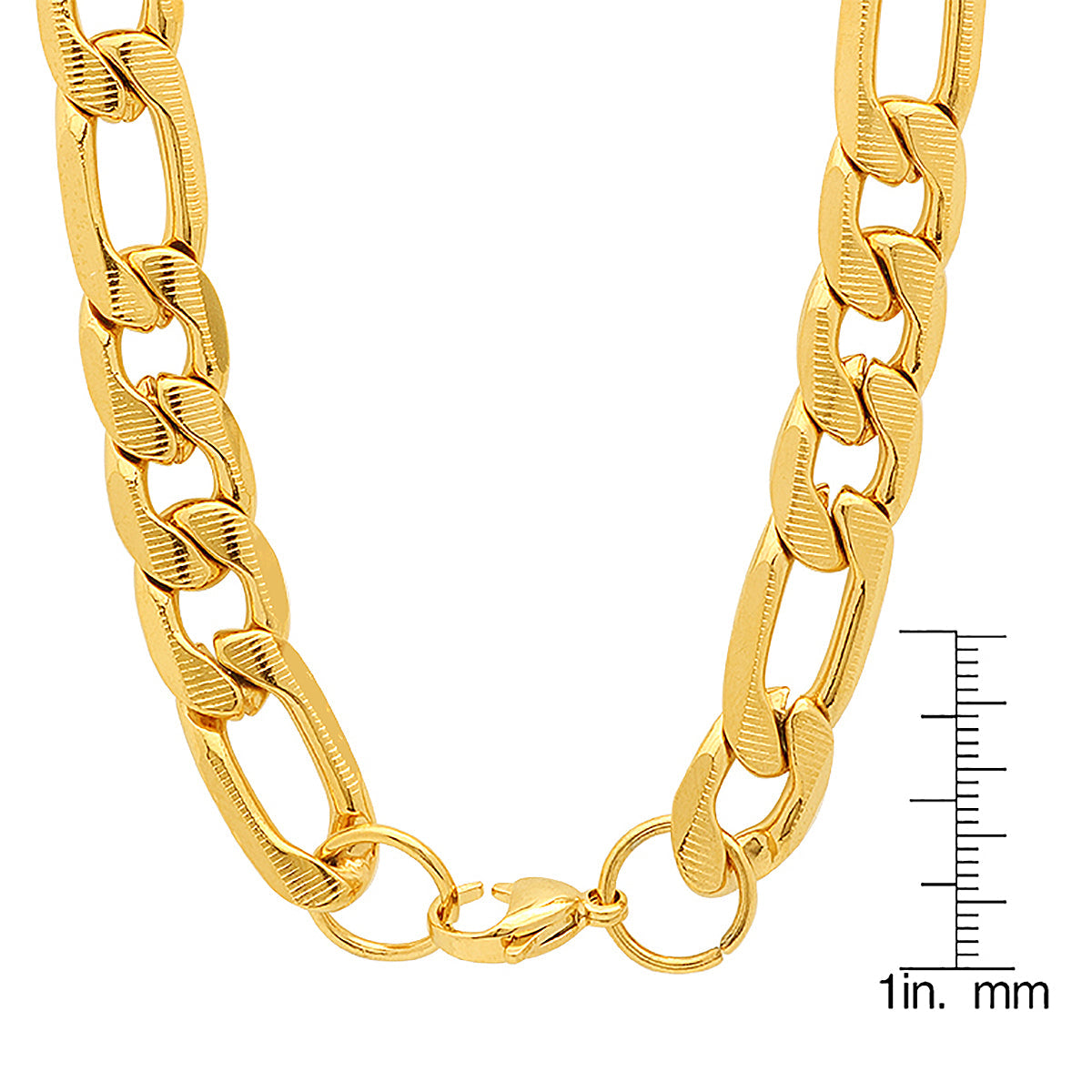18K Gold Plated Stainless Steel Accented 10mm Figaro Chain Link Necklace