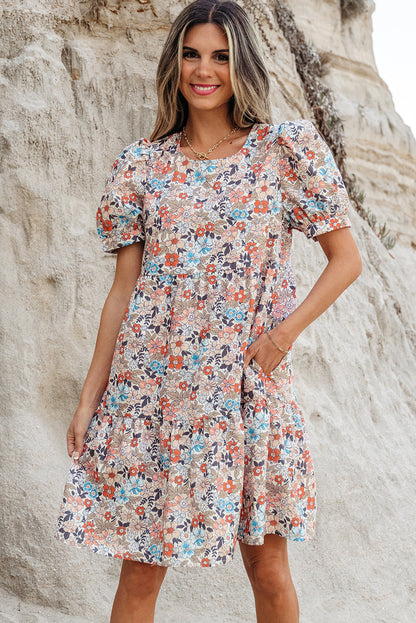 Threaded Pear Aliana Bohemian Floral Mini Dress