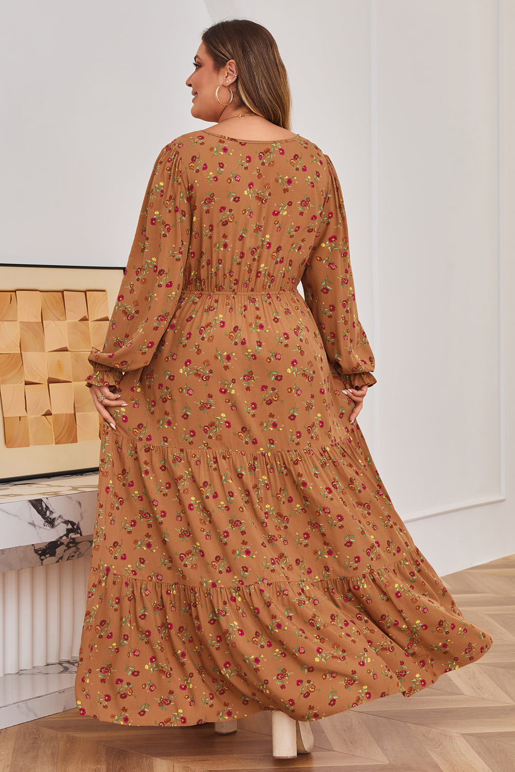 Threaded Pear Charleigh Sleeve Tiered Maxi PLUS Dress
