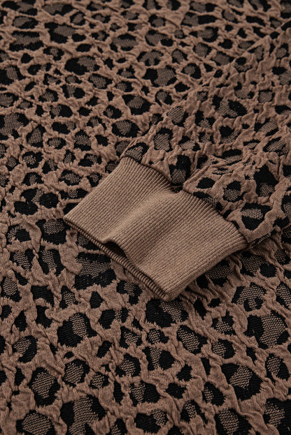 Threaded Pear Annie Ribbed Trim Leopard Top